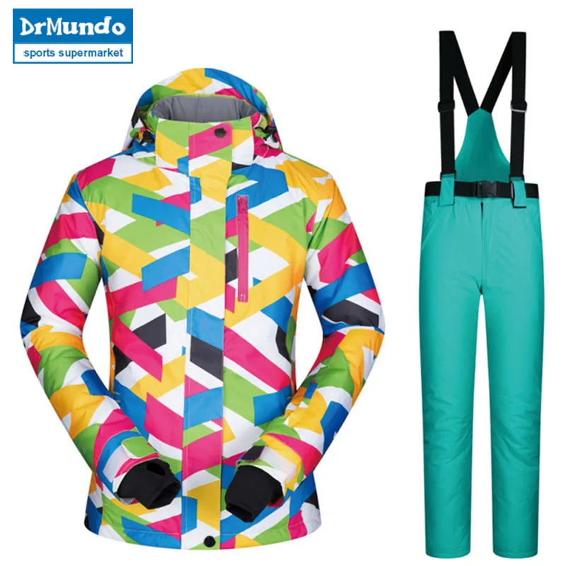 

New High Quality Women Ski Suit Brands Female Snow Pants Sets Windproof Waterproof Clothes CTTZ Winter Snowboard Jacket