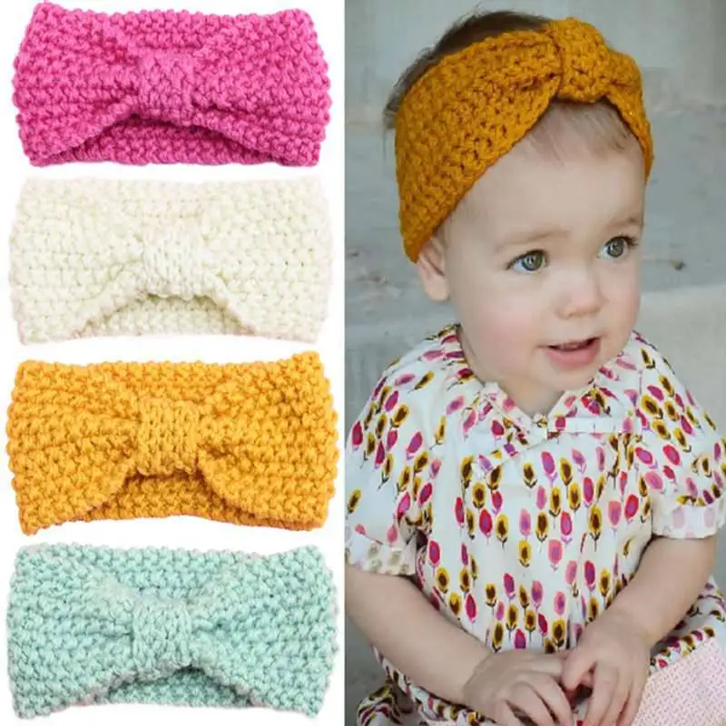 

Baby hat knitted Girls headwear Hair Tie Hat