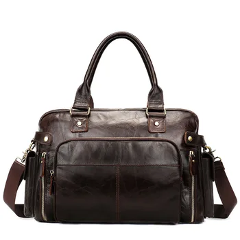 Men's new leather large capacity business portable travel bag Europe and the United States retro outdoor duffel bag new cowhide shoulder bag leather messenger bag buckle fashion europe and the united states portable ladies bag