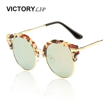 

VictoryLip Round Flower Frame Mirror Cateye Brazi Vintage Fashion Sunglasses Women Shades Retro Cateye Sun Glasses Female UV400