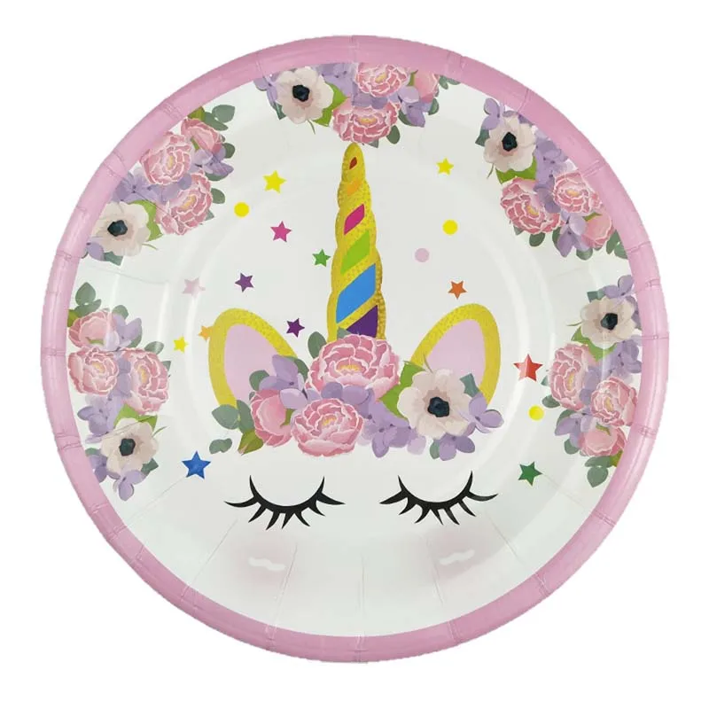 

6pcs Pink Unicorn Plate Disposable Paper Plates Birthday Party Decorations Kids Baby Shower Supplies Unicorn Party Tableware