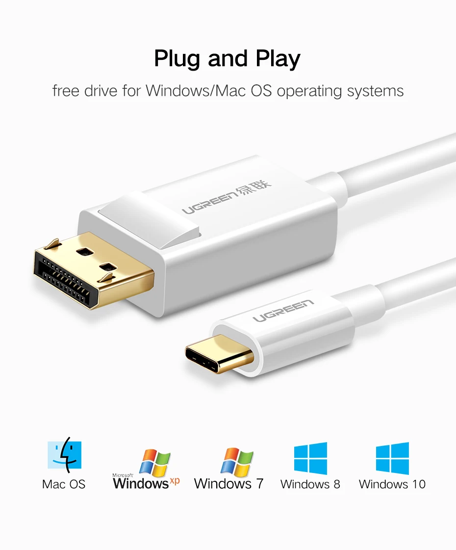 Ugreen USB C DP кабель 4K разрешение usb type-C для DisplayPort адаптер для MacBook Pro samsung S8 huawei mate 10 USB-C DP Cabl