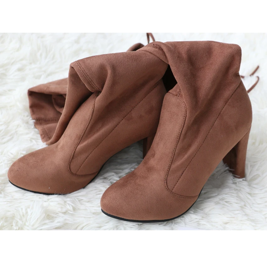 ESVEVA/ г. Весенние ботфорты в западном стиле женские ботинки на высоком квадратном каблуке пикантные Модные женские ботинки на шнуровке размеры 34-43