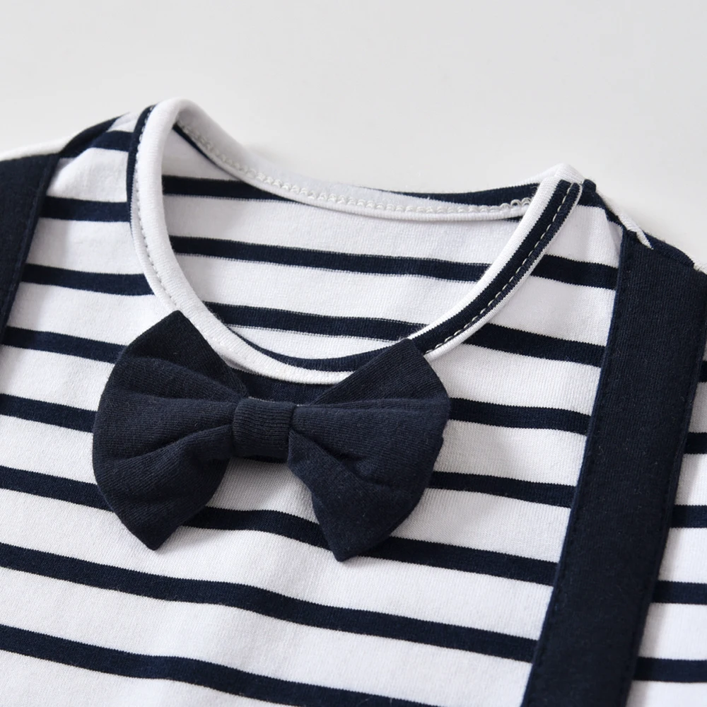 Gentleman Clothing Baby Navy Striped Climbing Suit Boy Girl Cotton Family Spring Autum Winter Baby Clothes Suit for 6-24M Baby 12