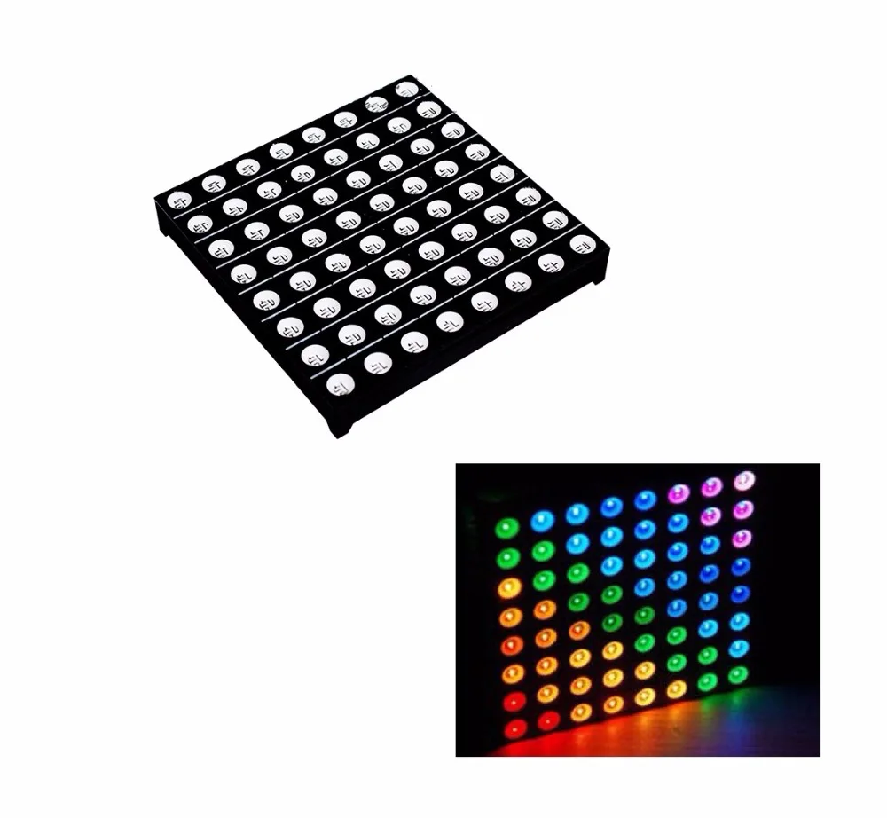

2 PCS 5mm 8*8 8x8 Full Colour RGB LED Dot Matrix Display Module Common Anode