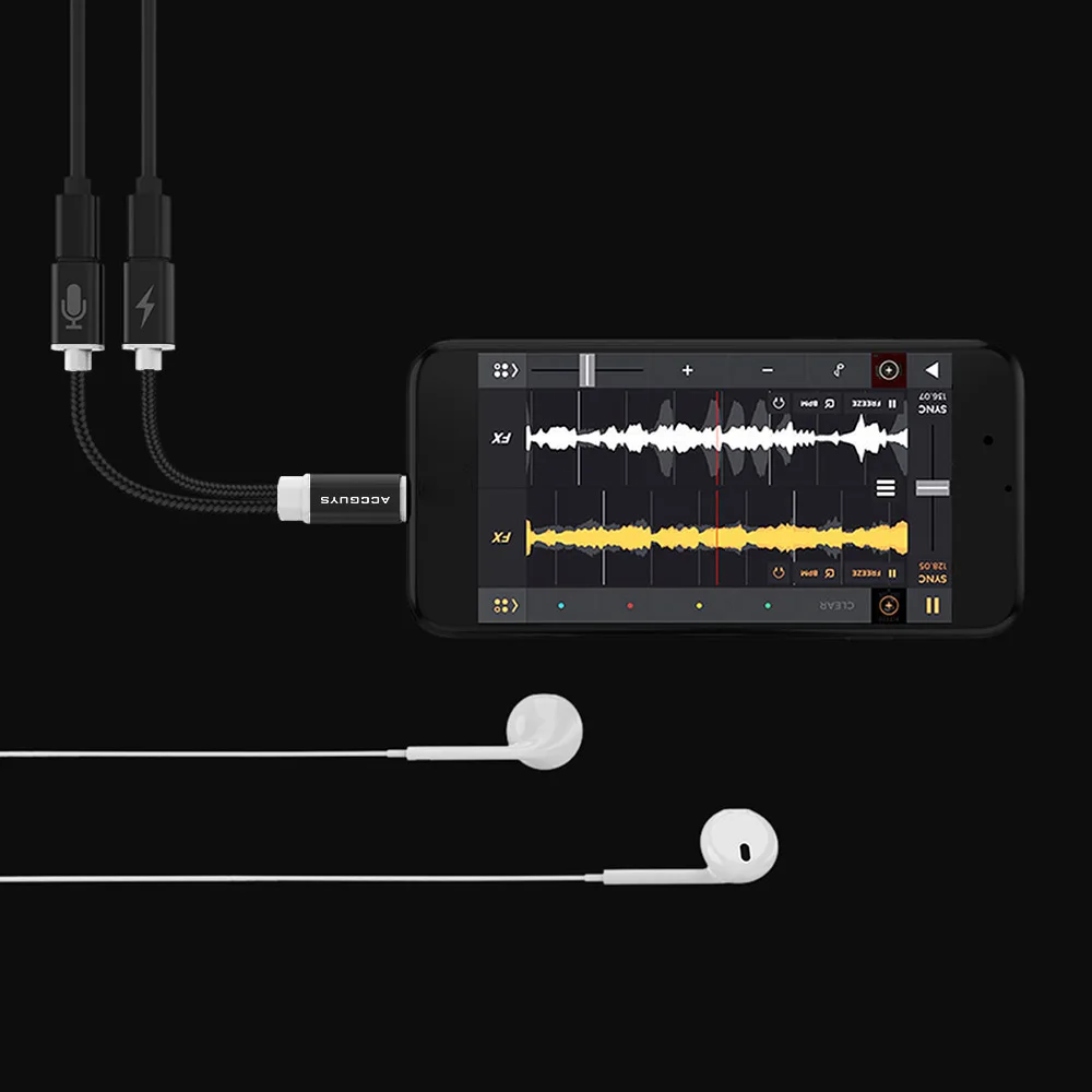 ACCGUYS 2 в 1 двойной аудио конвертер для iPhone 7 8 Plus сплиттер разъем наушников Aux кабель