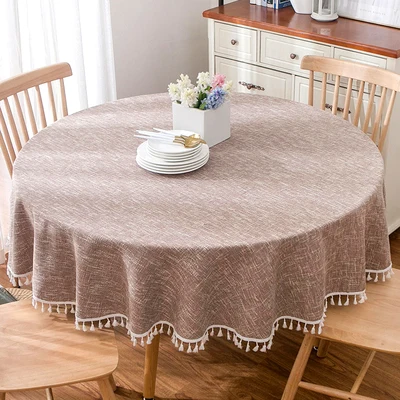 

American pastoral round tablecloth tablecloth, solid color cotton and linen round coffee table cloth