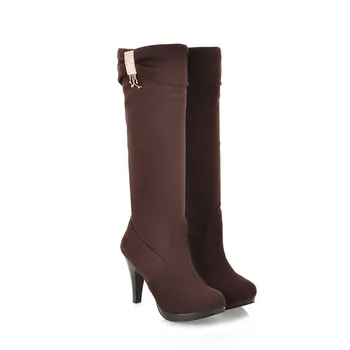 

Big size 34-43 women shoes are fine with high-heeled boots boots round 2 worn biker botts botas 906