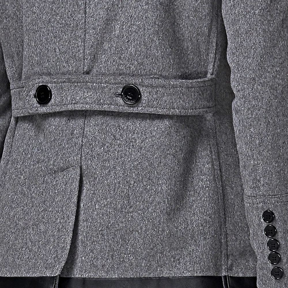 Модная обувь в британском URSMART на хлопковом подкладе шерстяное пальто серый двубортный мужские туфли для активного отдыха с воротником, верхняя одежда для мужчин, Новинка