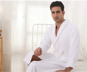 

100% cotton Pink White Men Women robes soft thick Terry nightdress Long sleeve sleepwear Women Pajamas Bath robes Pyjama Femme