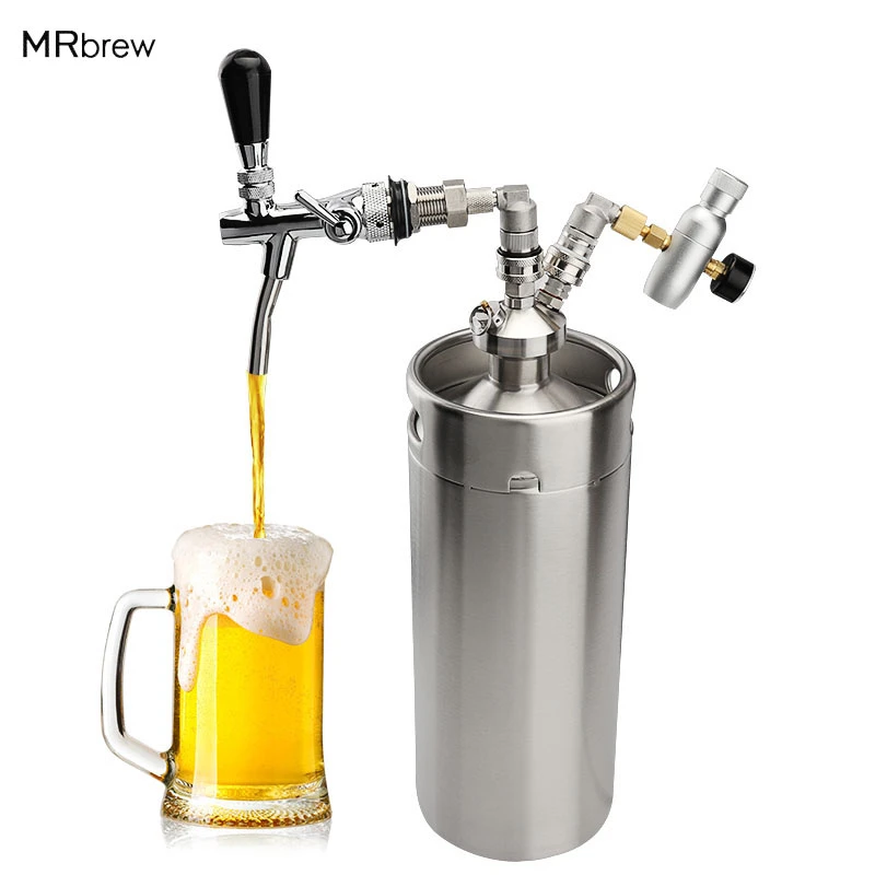 ステンレス鋼ビールディスペンサー3 6l128ozミニco2レギュレータ調整可能なタップセットシステムキット自作ビール樽ビールバーツール ビール醸造 Aliexpress