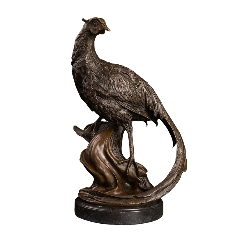 US $379.00 ArtsHom DW044 Animal Bird Bronze Art Ornament Bronze Bird On Tree Statue Sculpture Wild Bird Figurines For Home Decoration