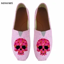 INSTANTARTS/Винтажные женские летние туфли на плоской подошве в стиле панк с принтом черепа; модная обувь без застежки; Повседневная прогулочная обувь на плоской подошве