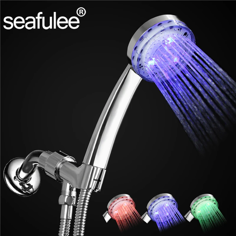 Handheld Shower head Set Red/Green/Blue LED Water Powered,Color Changing, Tempuratue Control