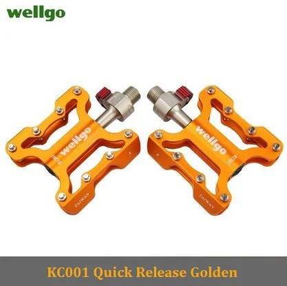 Wellgo оригинальные KC001 небыстросъемные быстросъемные велосипедные педали для шоссейного велосипеда сверхлегкие педали MTB велосипедные педали с подшипником - Цвет: gold
