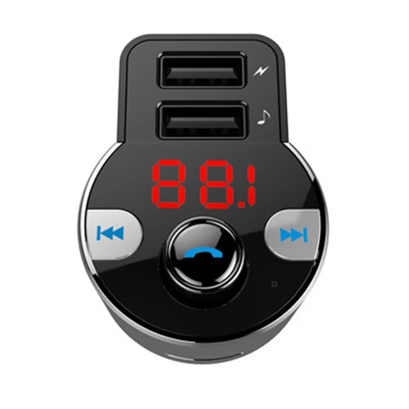 12V-24V Car Bluetooth FM Transmitter MP3 Player with Dual USB Ports Support USB Flash Drive/TF Car Kit Compact Light Weight