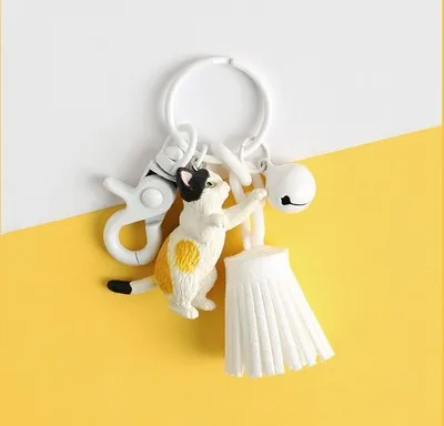 

Dog Keychain Korean eternal Flower Ball Car Key Pendant Couple Bag Hanging Fadou Cocker Spaniel Key Holder Hanging Gift for Girl