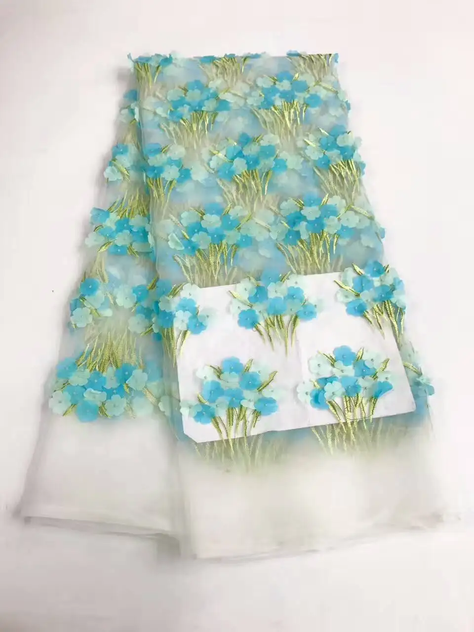 

2017 new african 3d flower pattern lace fabric charming net material lovely flower french tulle lace for woman dress jy45