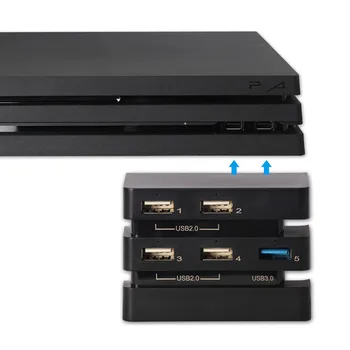 

PS4 Pro Accessories HUB Extend Adapter Play Station 4 Pro Host USB Hub 3.0 & 2.0 USB Port Game Console Adapter for Playstation