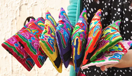 10pcs/lot New Women Wallets Women Bags Day Clutch chinese style soft cotton embroidered wallet card holder bags