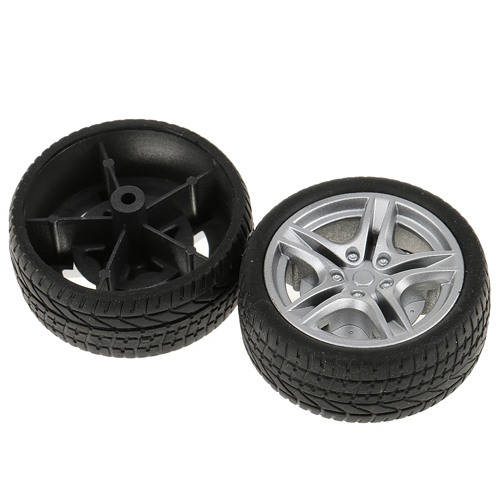 2 Pieces 48mm Rubber Wheels Tyre Car Truck Tire Model Toys Wheels for Mini Truck/Buses Making