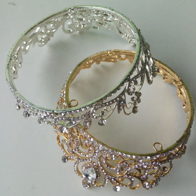 

5.5*9.5CM Gold Queen Tiara Crown Full Round Crystal Rhinestone Princess Pageant Prom Headpieces Bridal Wedding Hair Jewelry Gift