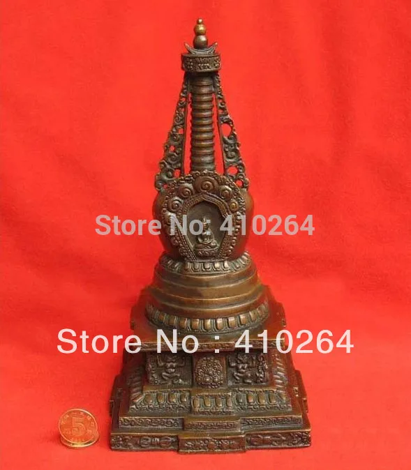 

Tibetan Old Bronze Stupa dagoba Buddha Statue 8.5"H