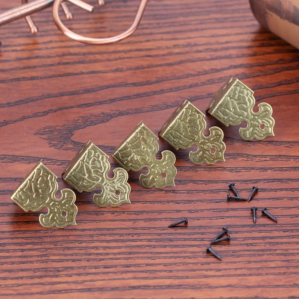

12pcs Antique Bronze Decorative Jewelry Box Wooden Case Feet Leg Corner Protector Corner Brackets + 24pcs Screws