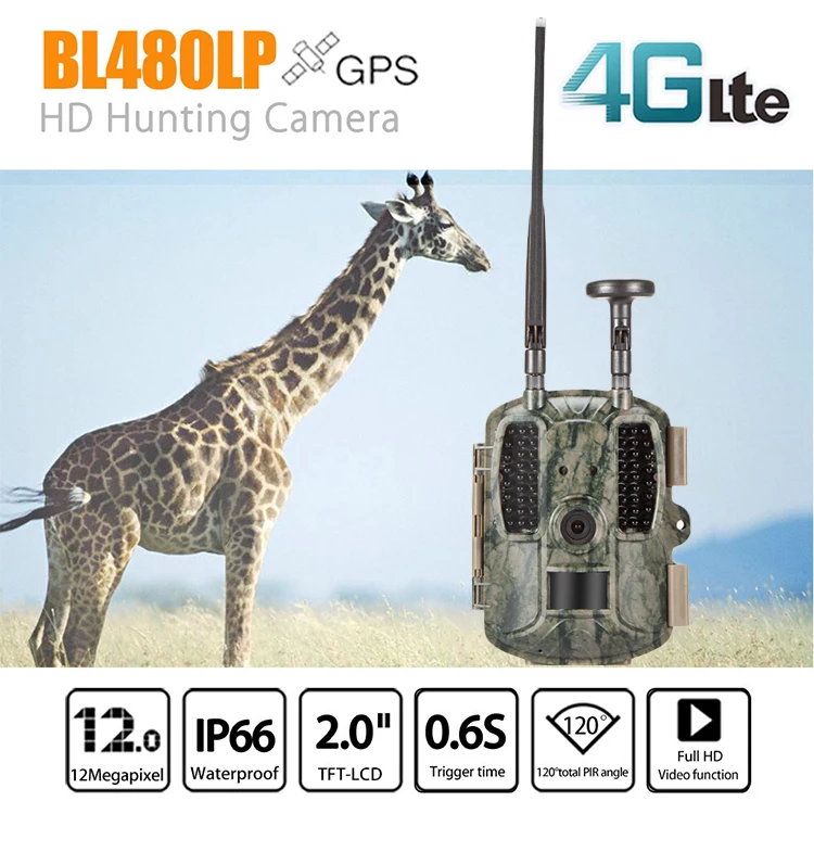 4G FDD-LTE gps камера для охоты отправка оригинальных 5MP фотографий и 30s 1080P HD видео через SMTP и FTP с приложением водонепроницаемый IP66