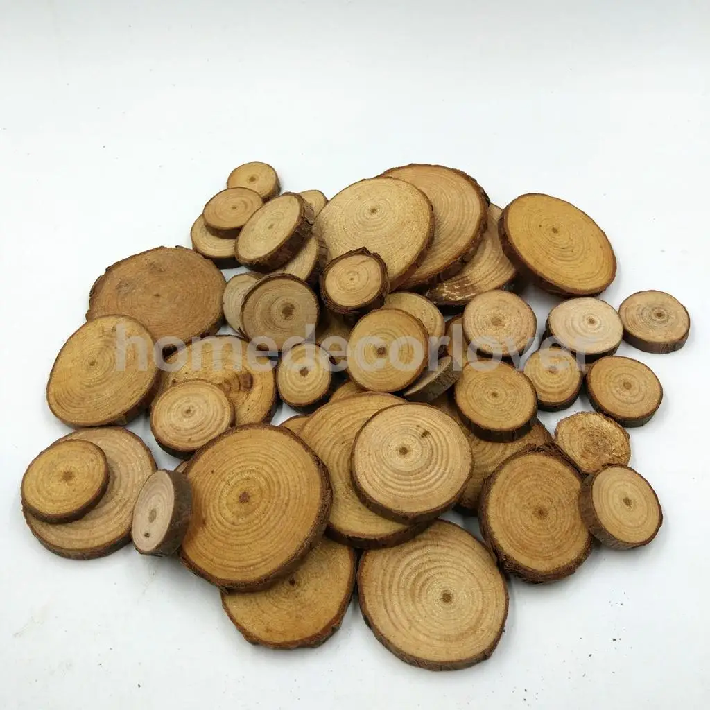 160 Pcs Wood Slices for Craft - Mixed Different Natural Wooden Slices for DIY Centerpieces Ornaments