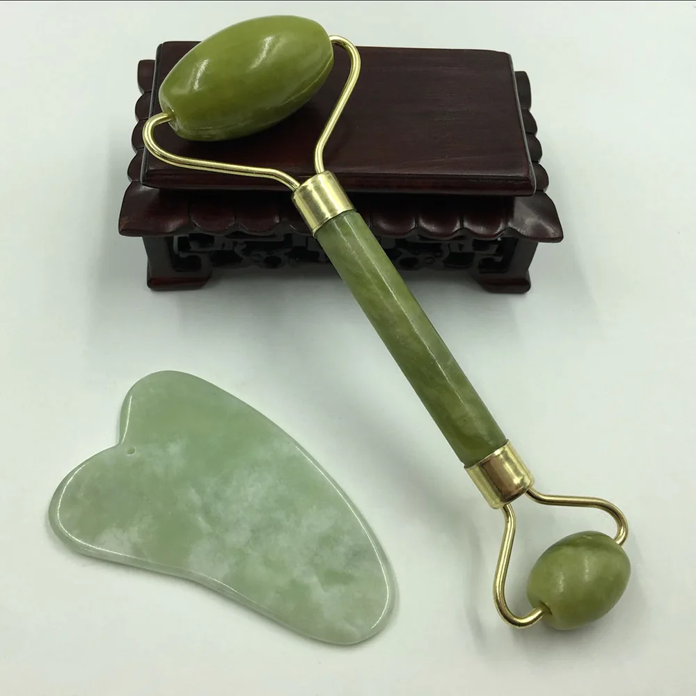

Jade Roller Gua Sha Scraping face Massage Tool for Facial Skin Care Anti-aging Facial Jade Stone Set Face Eye Neck Beauty Roller