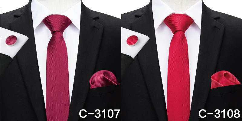 Hi Tie 6 см тонкий галстук однотонный Шелковый тканый красный синий простой цвет
