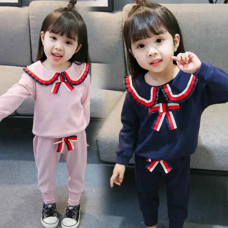 

2019 New Spring autumn Girls Clothing set coat + pant suit 2pcs/set Children Leisure time Clothing Set kids girl clothes