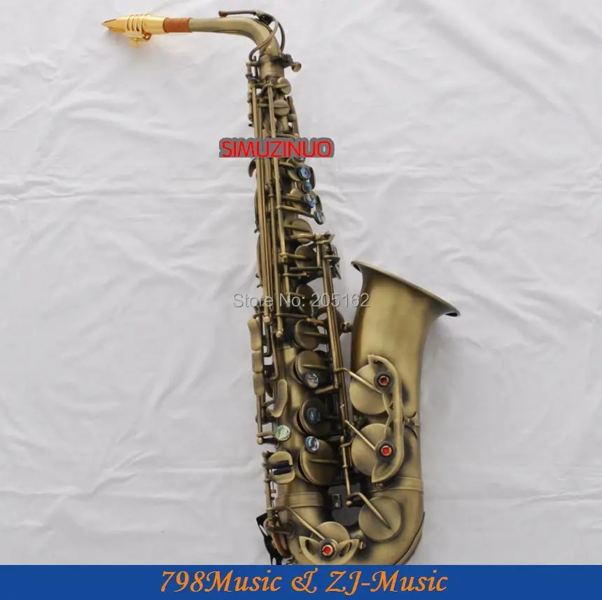 Antique Bronzy Eb Alto Saxophone High F With Abalone Buttonsin