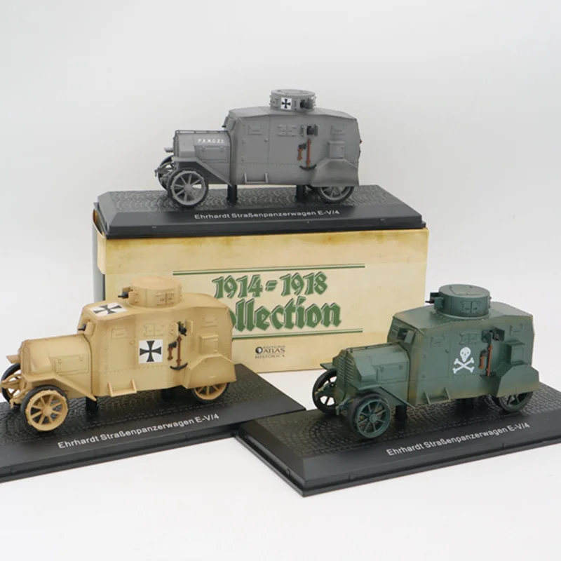 1/43 Ehrhardt E-V/4 Первая мировая война немецкие бронированные машинки, игрушка из сплава, литая под давлением Коллекционная модель автомобиля, игрушечные машинки для детей