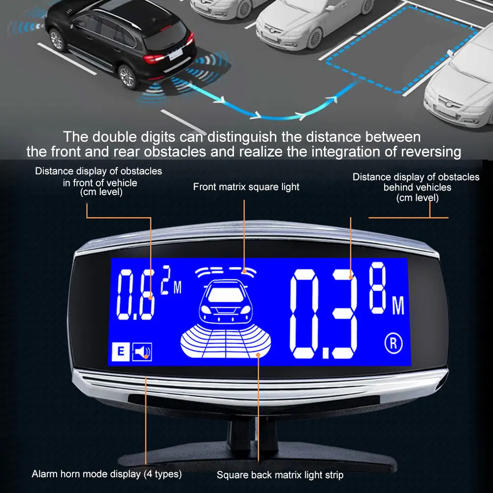 ЖК-дисплей двойной Дисплей 4/6/8 датчики Автомобильные радар заднего ход, парковочный автомобиля детектор помощь с парковкой, парковка
