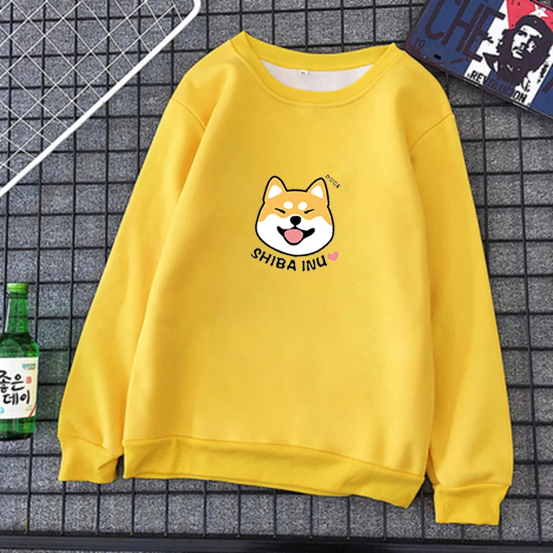 الشتاء إمرأة المتناثرة Kawaii شبعا اينو نمط طباعة البلوز عارضة س الرقبة الملابس Kpop كنزة صوفية قطنية/بلوزة قطنية Sweatwear 16 الألوان