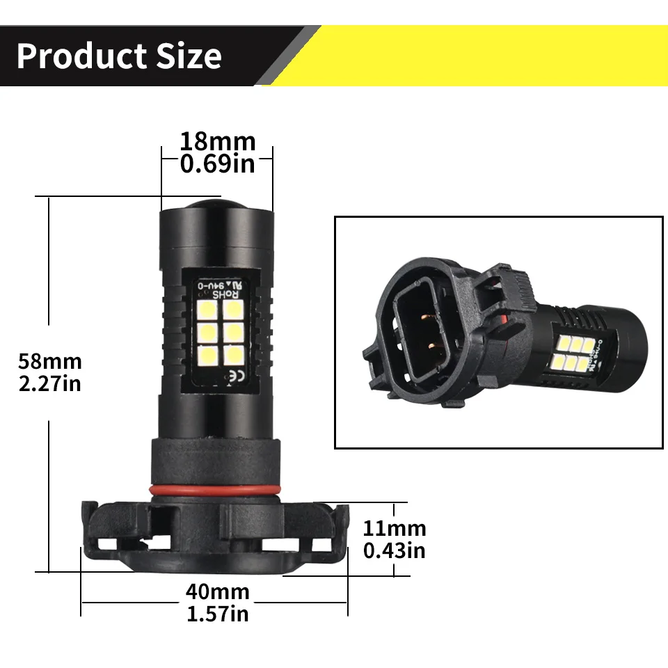 LED Lights Bulbs AILEO Super Canbus Erro Free 5202 PS24W PSY24W PS19W H16 LED EU Motorcycle Turn Signal Lights Led Driving Lights Accessories