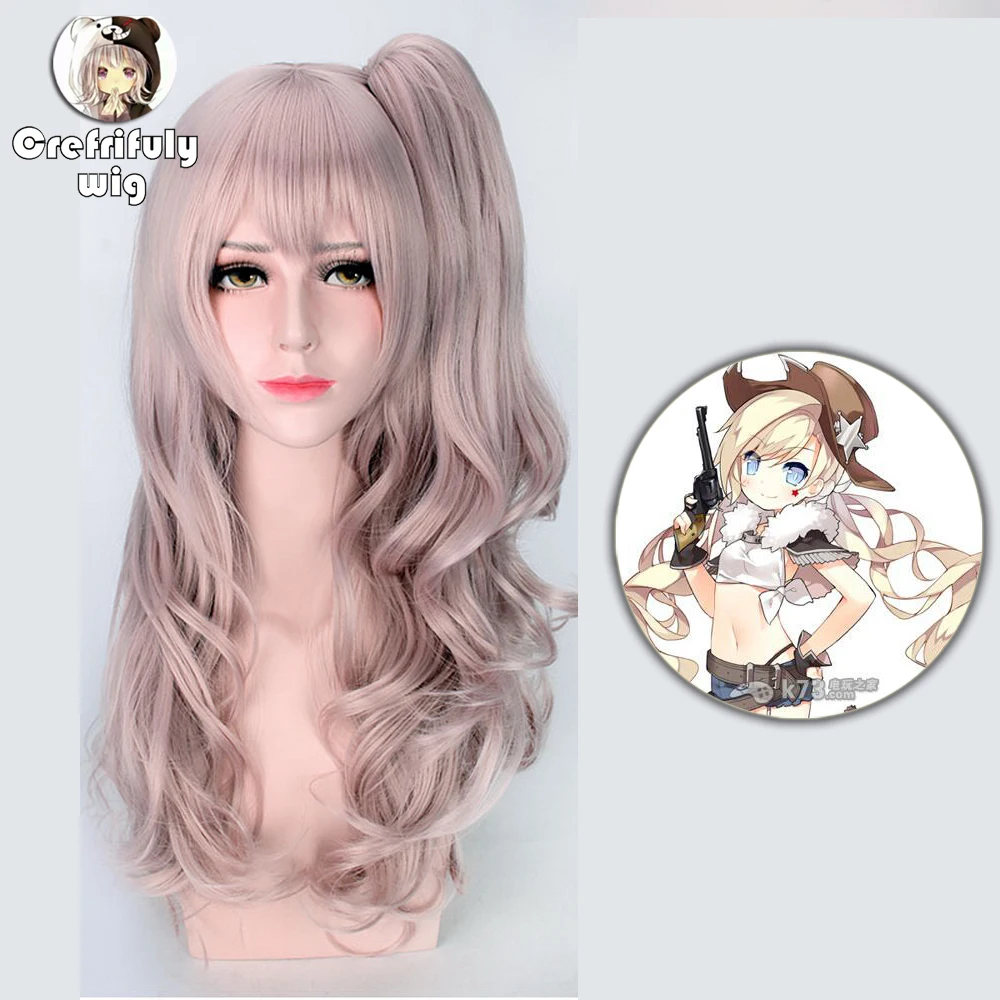 

Anime Girls Frontline Cosplay Wig Synthetic Hair Ump45 UMP9 Halloween Costume Wavy Long Pink Ponytail Wig + Free Cap