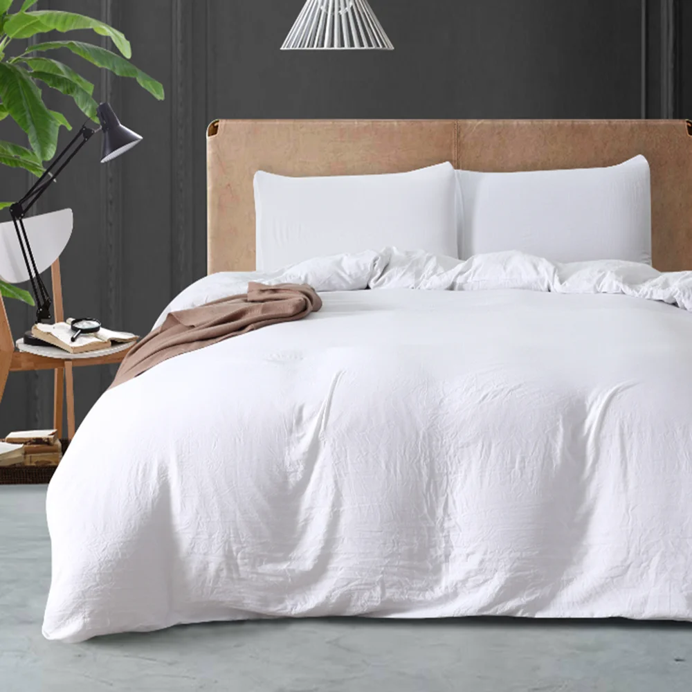

2/3 PCS Pure White Soft Duvet Cover Set Twin Queen King Size Bedding Set Single Double Bed Linens Adult Bed Set