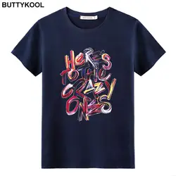 Buttykool Хлопковая футболка высшего качества Модные Для мужчин футболка Топы корректирующие llassic Письмо печати брендовая одежда плюс Размеры