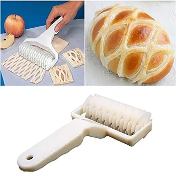 

Kitchen Baking Dough Cookie Pie Pizza Pastry Lattice Roller Cutter Craft Tool and Dough Docker