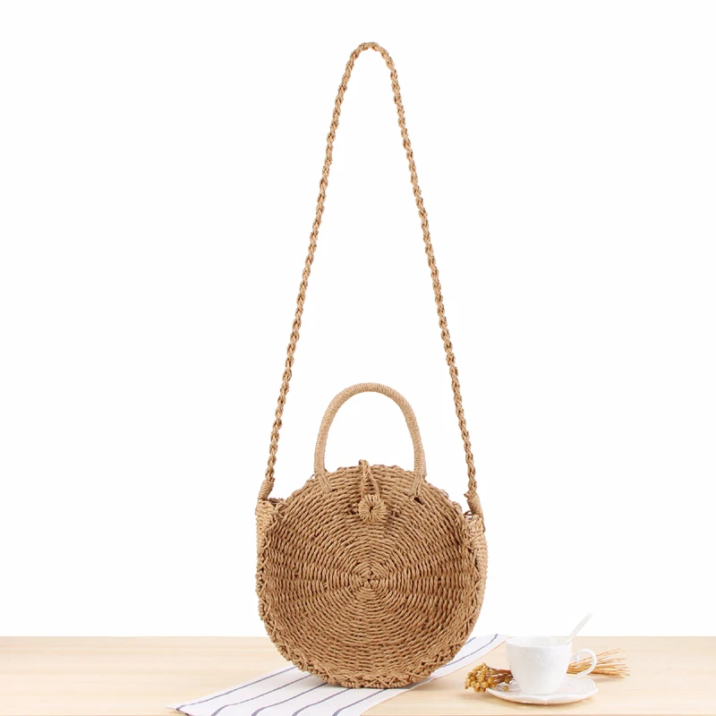 

Shopowner Ins New Pattern On Vacation Beach Weave Package Round Hand Bill Dual Purpose Joker Leisure Straw Plaited Article