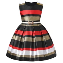 Полосатое платье для маленьких девочек; вечерние платья для девочек на свадьбу; Детские Рождественские наряжаться в костюм принцессы; детская одежда для девочек