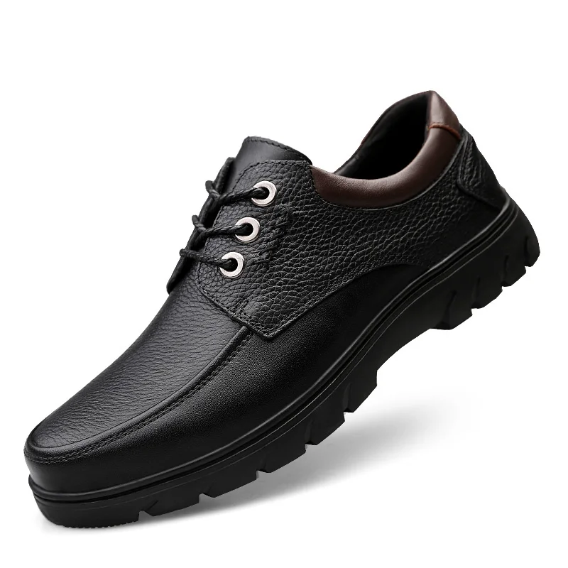 

British fashion mens large size breathable cow leather shoes outdoors platform lace-up sneakers black brown shoe zapatos hombre