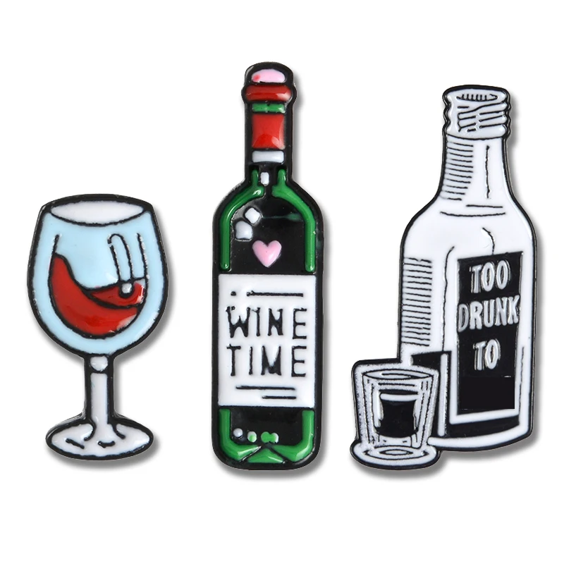 

Elegant wine Strong rum Pin lonely night Come have a drink Lapel enamel Pins Badges Jewelry Brooches Wine can take away trouble