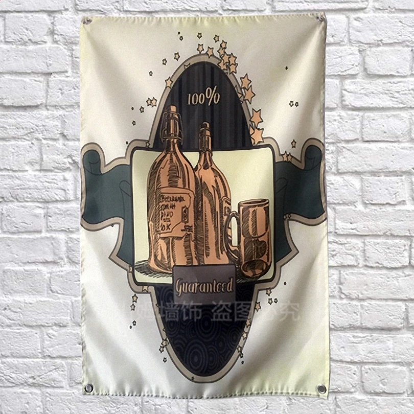 BEER Wine Poster personality creative hanging Banners Bar Winery Billiards Hall home wall decor live background cloth | Дом и сад