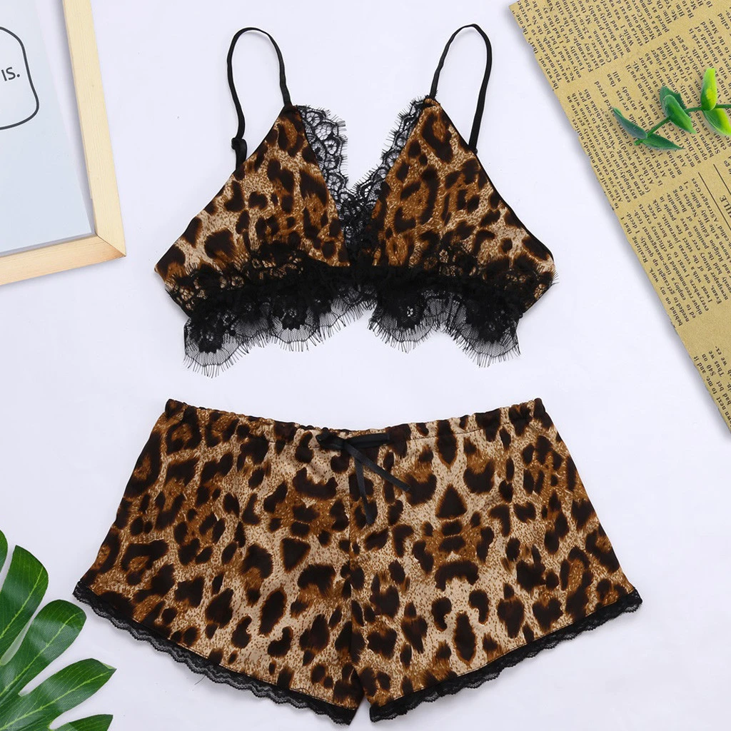 Conjunto de lencería Sexy de talla grande para Mujer, ropa interior leopardo con lazo, picardías, Sexy|Conjuntos de lencería| - AliExpress