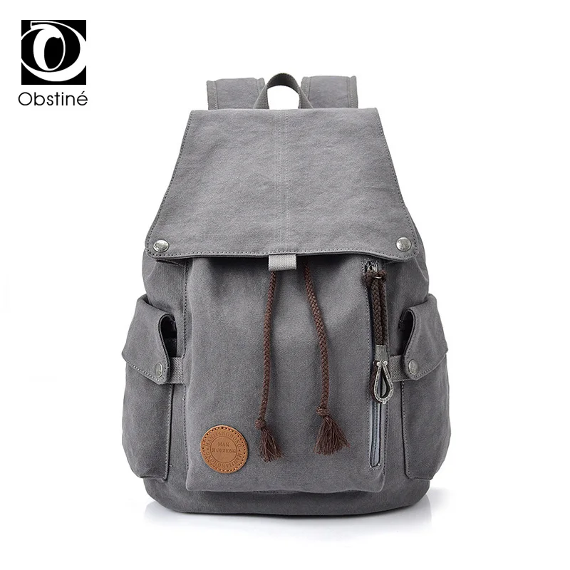 

large canvas travel backpack for women and men casual unisex cotton fabric backpacks female drawstring back pack bag for laptop