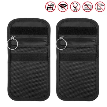 

2pcs Car Key Signal Blocker Case Keyless Entry Fob Guard Signal Blocking Pouch Anti Theft Lock Device Protector Bag WiFi Blocker